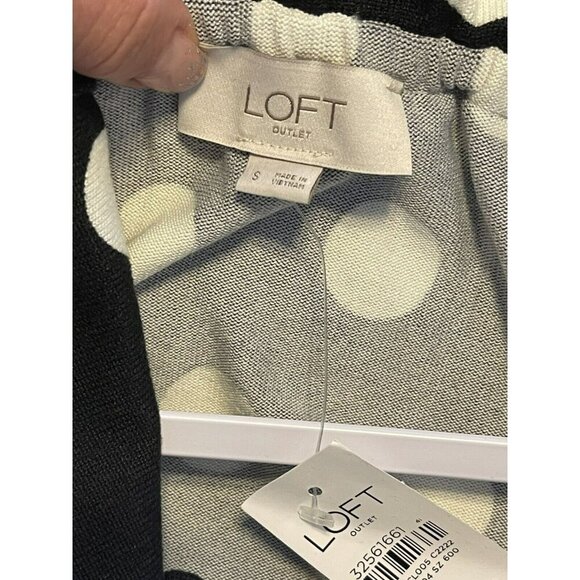 Ann Taylor Loft Womens Polka Dot Off Shoulder Tunic Top S soft knit Black White - Picture 3 of 4